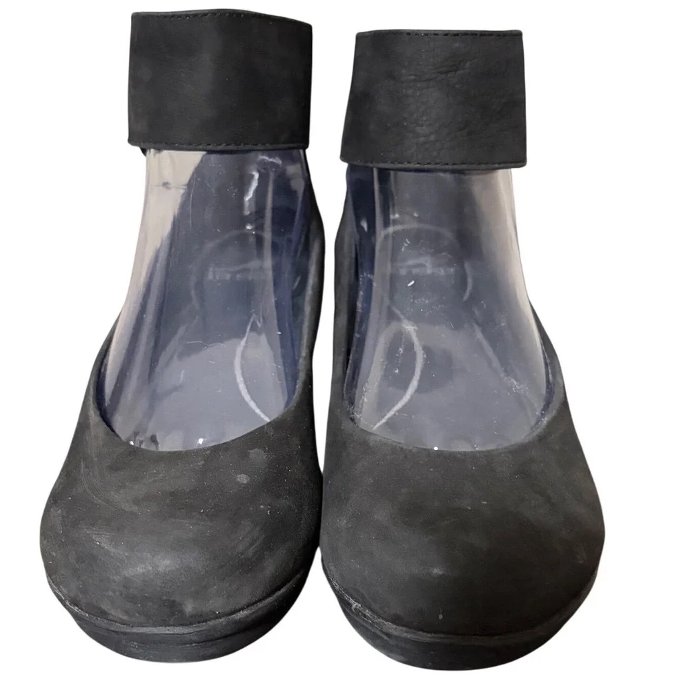 Dansko Black Suede Ankle-Cuff Flats